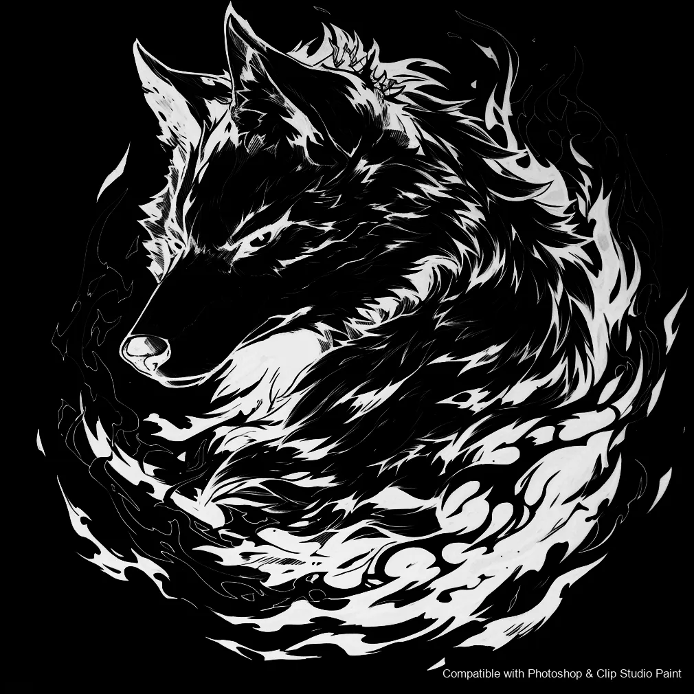 Wolf Ink brush 61 of 100 — Photoshop & Clip Studio Paint .abr preview