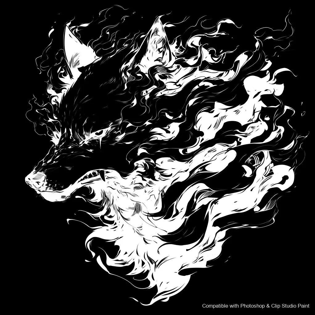 Wolf Ink brush 64 of 100 — Photoshop & Clip Studio Paint .abr preview