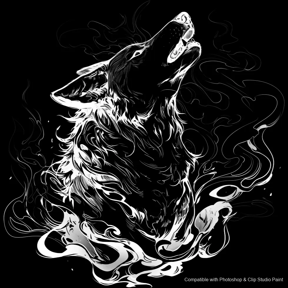 Wolf Ink brush 65 of 100 — Photoshop & Clip Studio Paint .abr preview