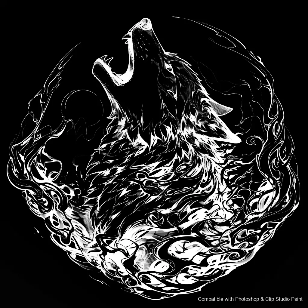 Wolf Ink brush 66 of 100 — Photoshop & Clip Studio Paint .abr preview