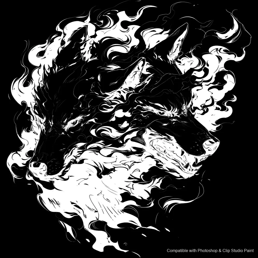Wolf Ink brush 67 of 100 — Photoshop & Clip Studio Paint .abr preview