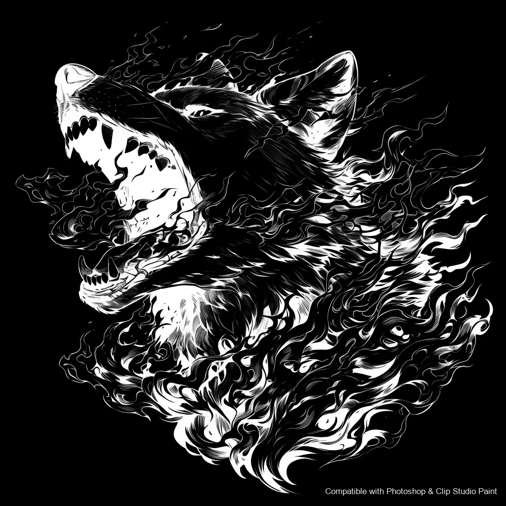 Wolf Ink brush 68 of 100 — Photoshop & Clip Studio Paint .abr preview
