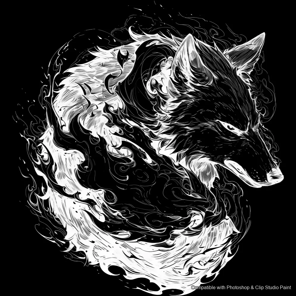 Wolf Ink brush 69 of 100 — Photoshop & Clip Studio Paint .abr preview