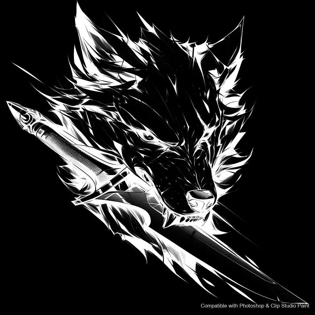 Wolf Ink brush 71 of 100 — Photoshop & Clip Studio Paint .abr preview