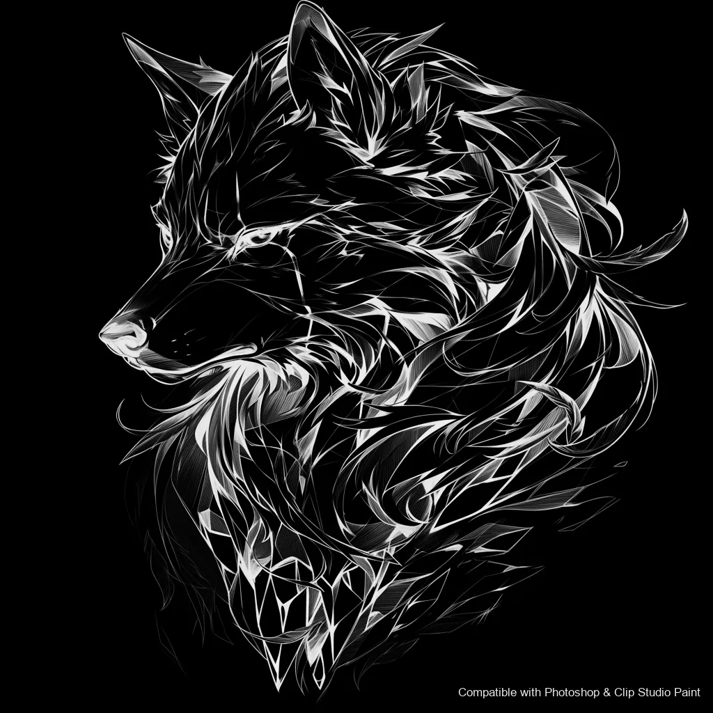 Wolf Ink brush 72 of 100 — Photoshop & Clip Studio Paint .abr preview