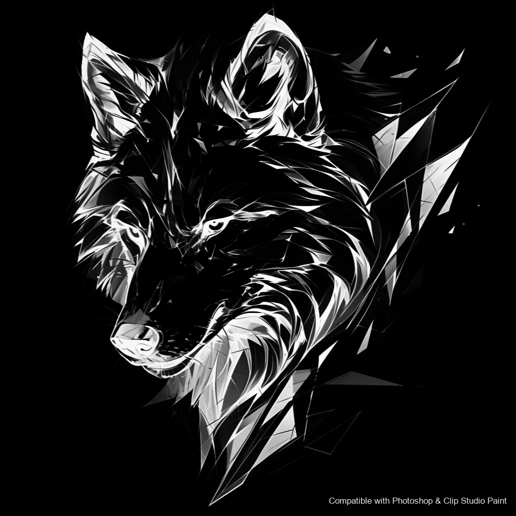 Wolf Ink brush 73 of 100 — Photoshop & Clip Studio Paint .abr preview