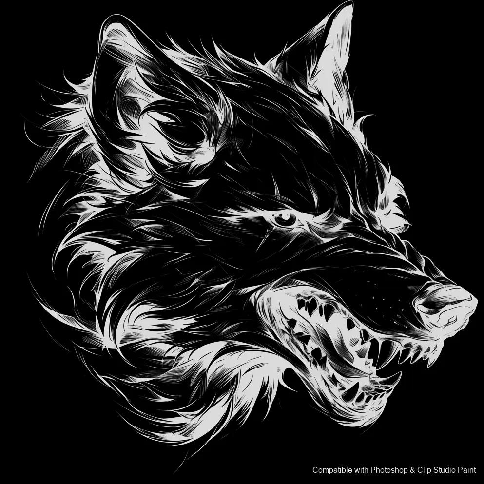 Wolf Ink brush 74 of 100 — Photoshop & Clip Studio Paint .abr preview