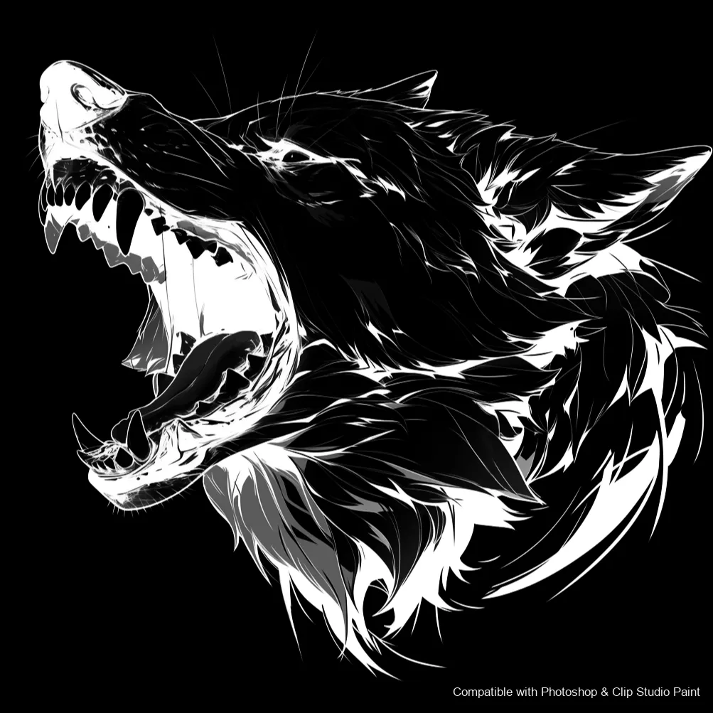 Wolf Ink brush 75 of 100 — Photoshop & Clip Studio Paint .abr preview