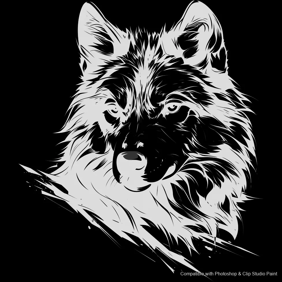 Wolf Ink brush 76 of 100 — Photoshop & Clip Studio Paint .abr preview