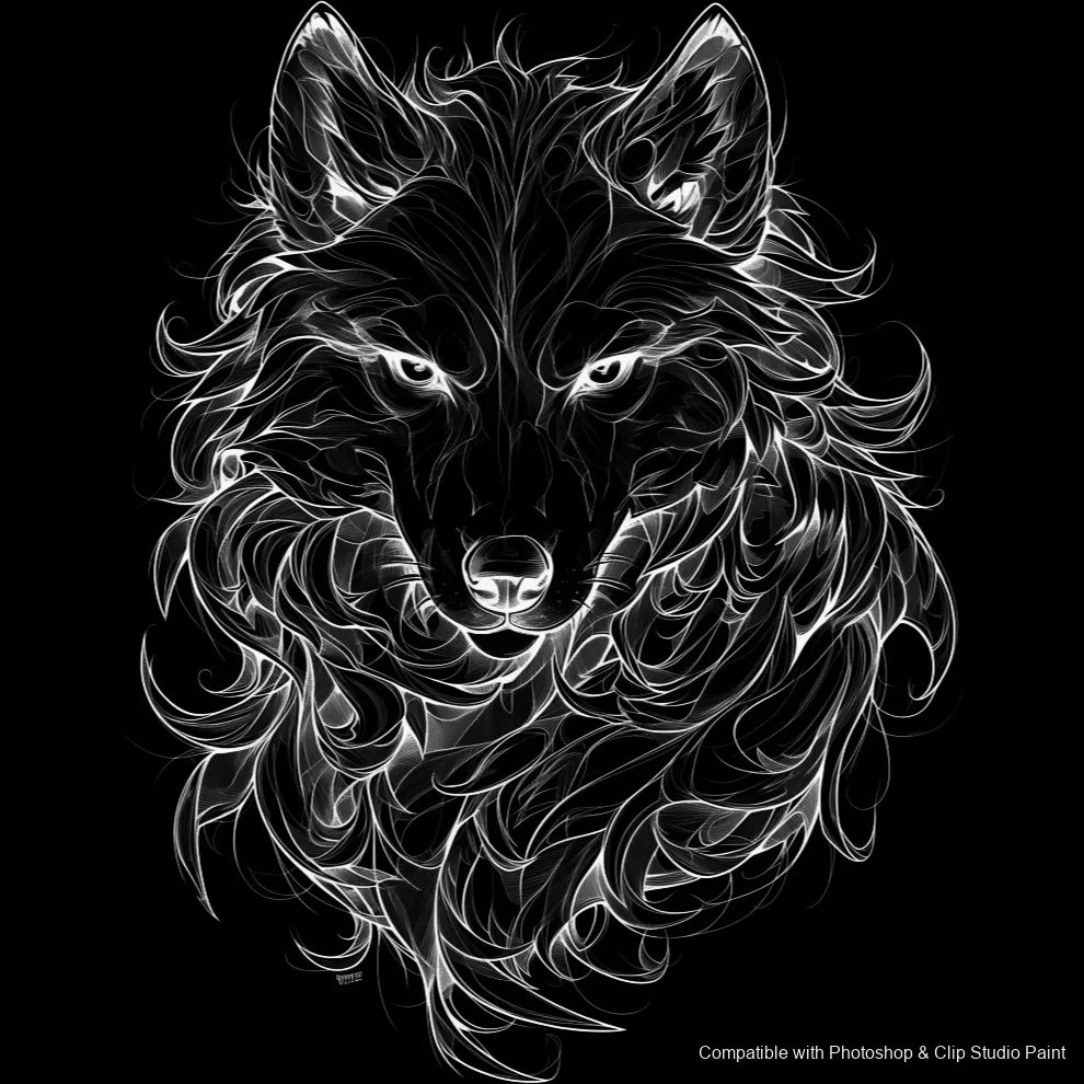 Wolf Ink brush 77 of 100 — Photoshop & Clip Studio Paint .abr preview