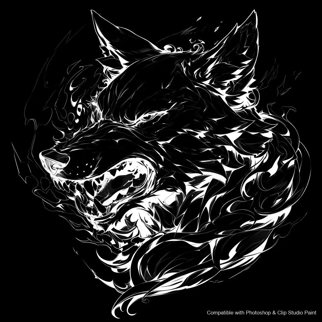 Wolf Ink brush 79 of 100 — Photoshop & Clip Studio Paint .abr preview