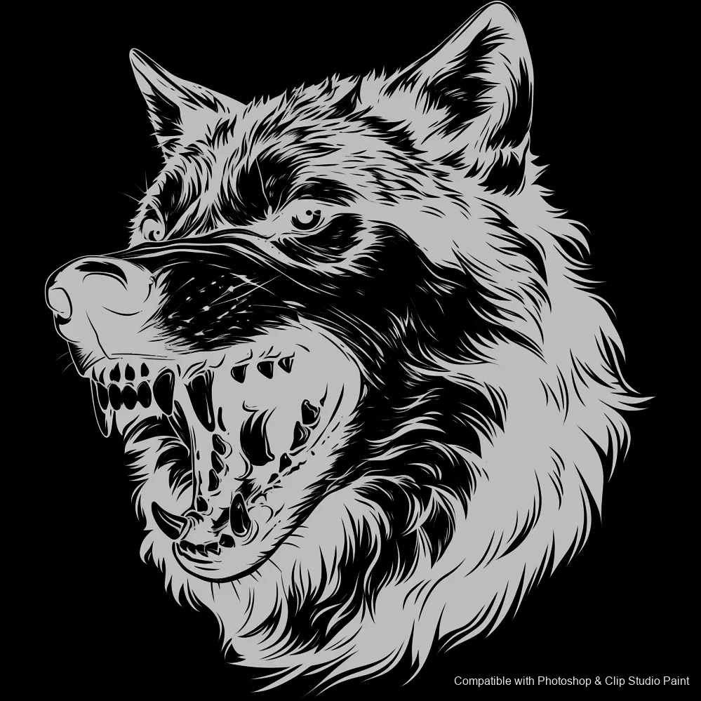 Wolf Ink brush 80 of 100 — Photoshop & Clip Studio Paint .abr preview