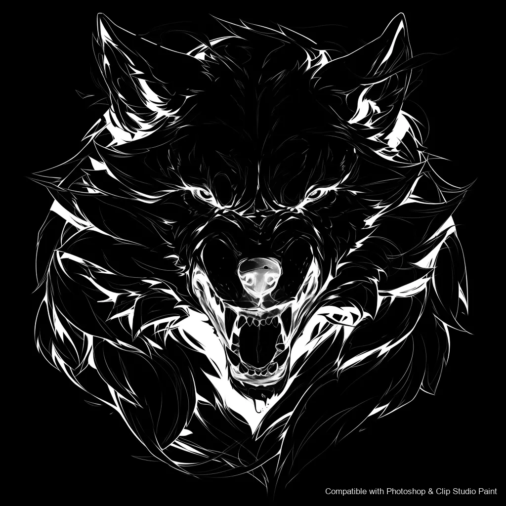 Wolf Ink brush 81 of 100 — Photoshop & Clip Studio Paint .abr preview