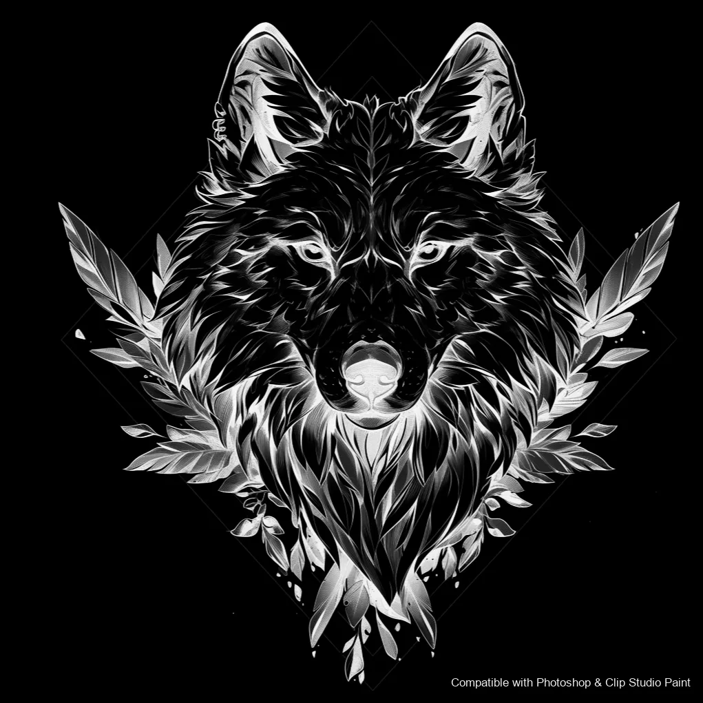 Wolf Ink brush 90 of 100 — Photoshop & Clip Studio Paint .abr preview