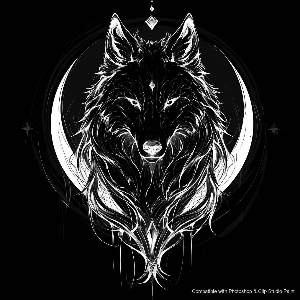 Wolf Ink brush 93 of 100 — Photoshop & Clip Studio Paint .abr preview