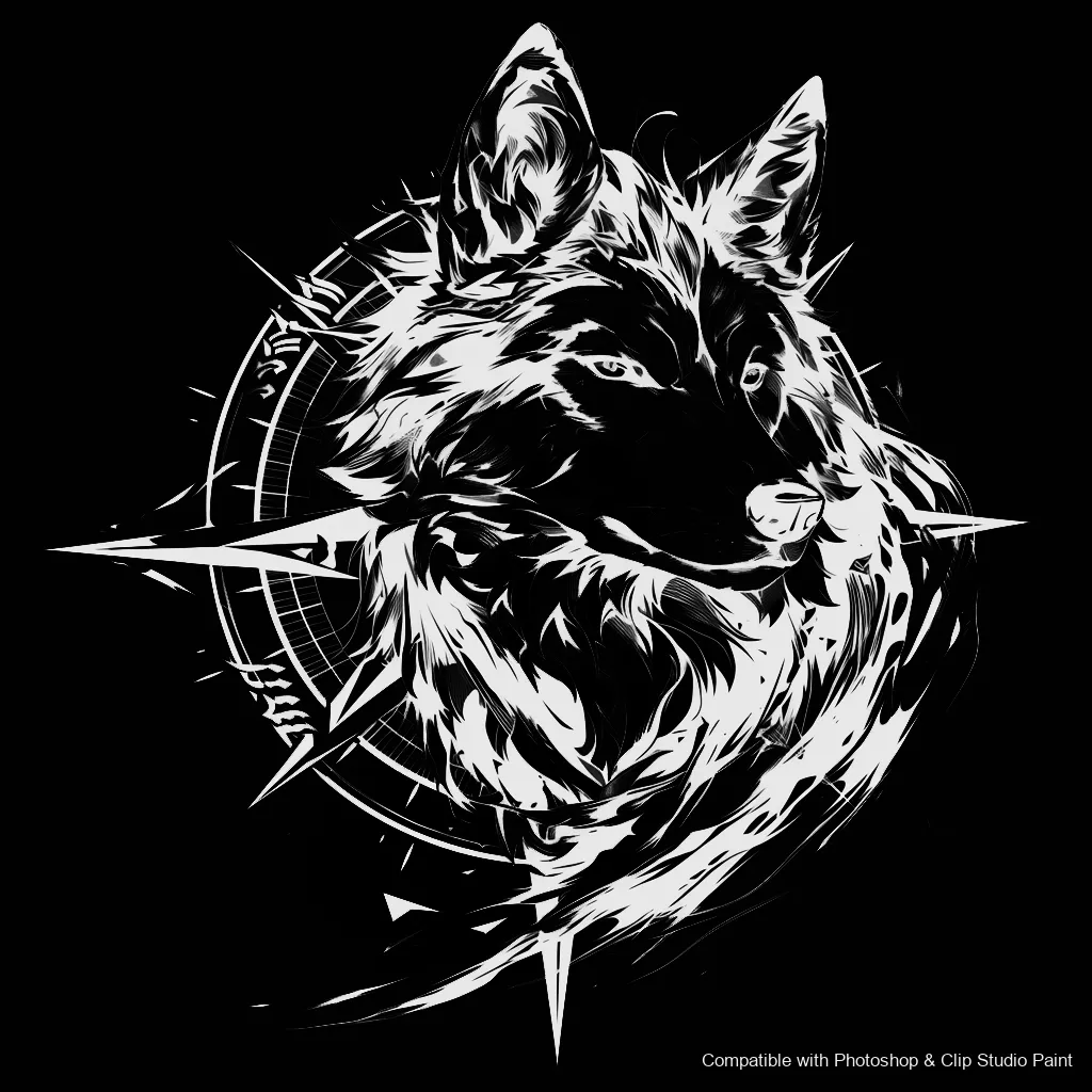 Wolf Ink brush 94 of 100 — Photoshop & Clip Studio Paint .abr preview