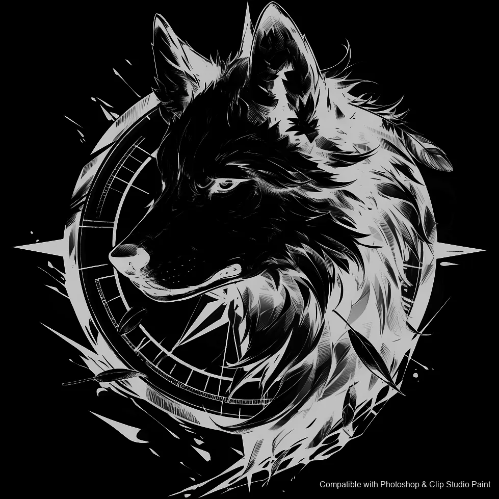 Wolf Ink brush 95 of 100 — Photoshop & Clip Studio Paint .abr preview