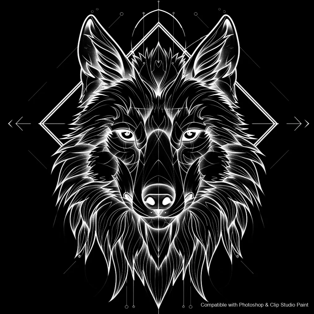 Wolf Ink brush 99 of 100 — Photoshop & Clip Studio Paint .abr preview