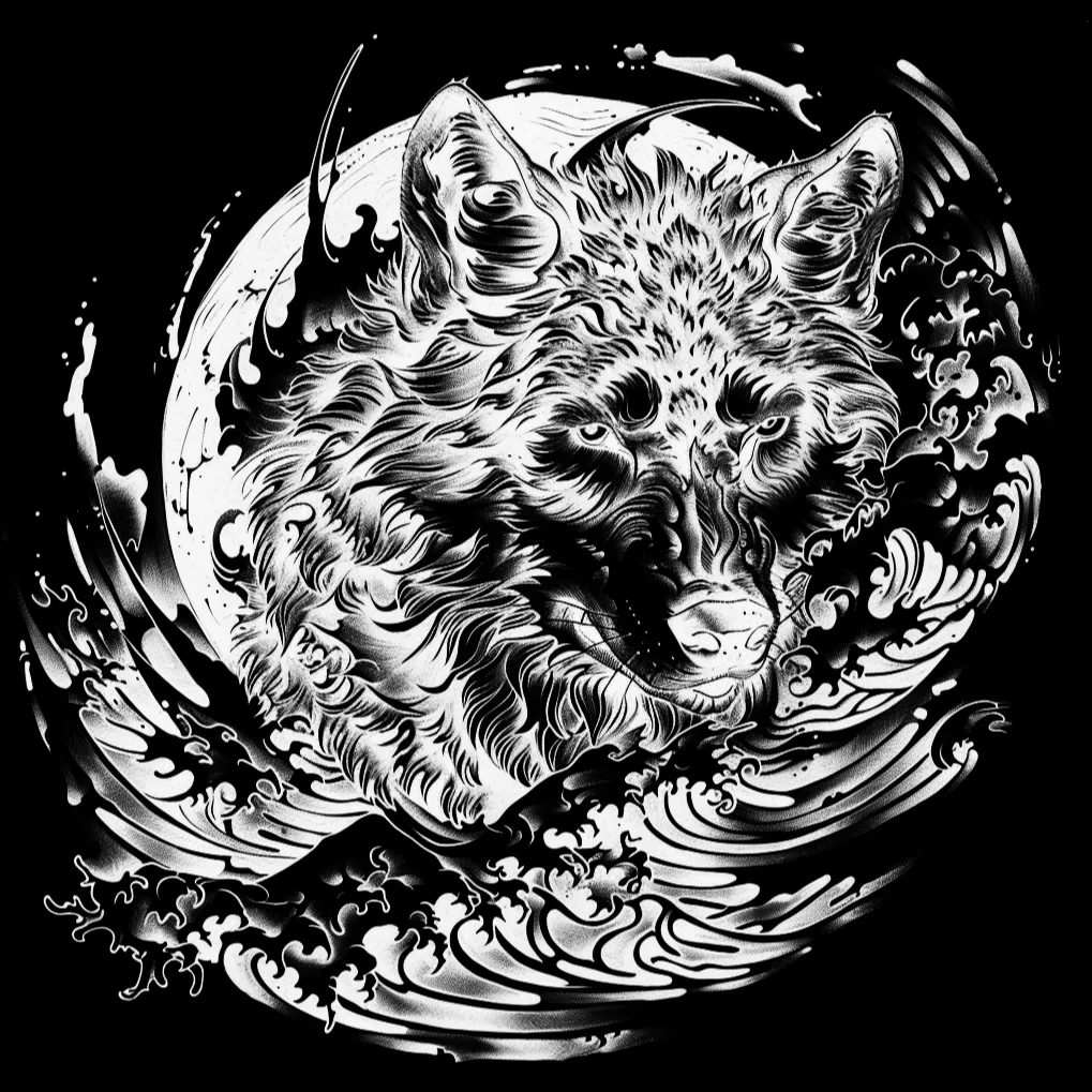 Wolf Tattoo brush 34 of 100 — Procreate stamp preview