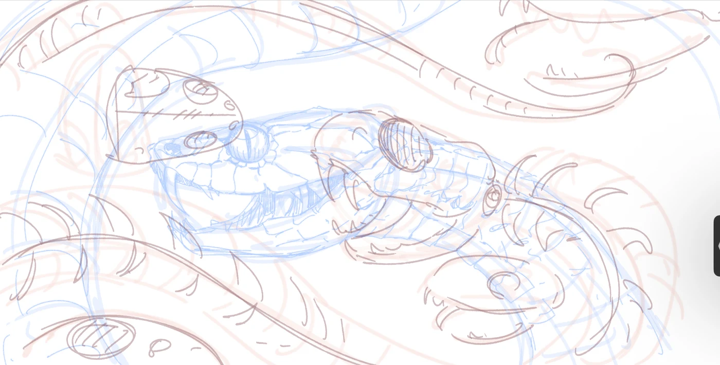 Dragon inks — starting sketch in Procreate