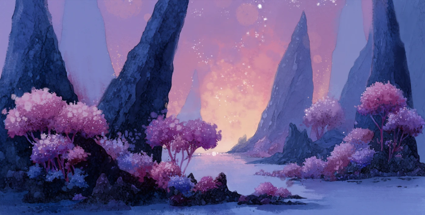 Fantasy landscape — finished art made with Brusher Procreate brushes