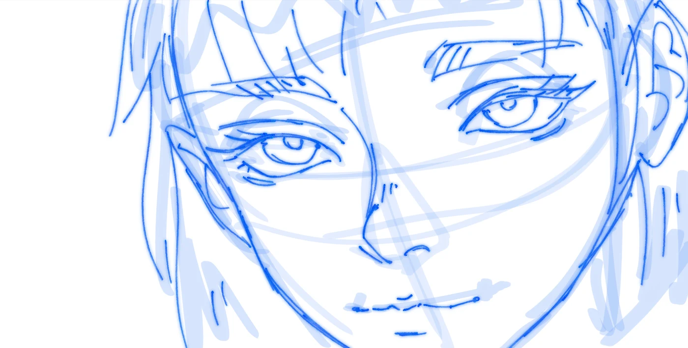 Watercolour portrait — starting sketch in Procreate